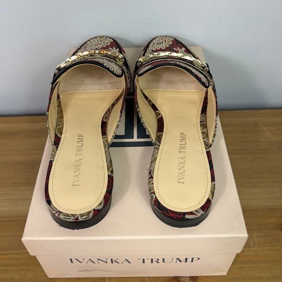 Ivanka Trump Warda Brocade Mules in Red Fabric Multi Women's Size 7.5 - Picture 7 of 11